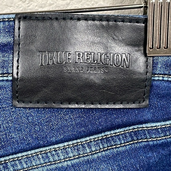 True Religion Halle Mid Rise Super Skinny Jeans Medium Dark Wash Distressed 29 - Picture 6 of 12